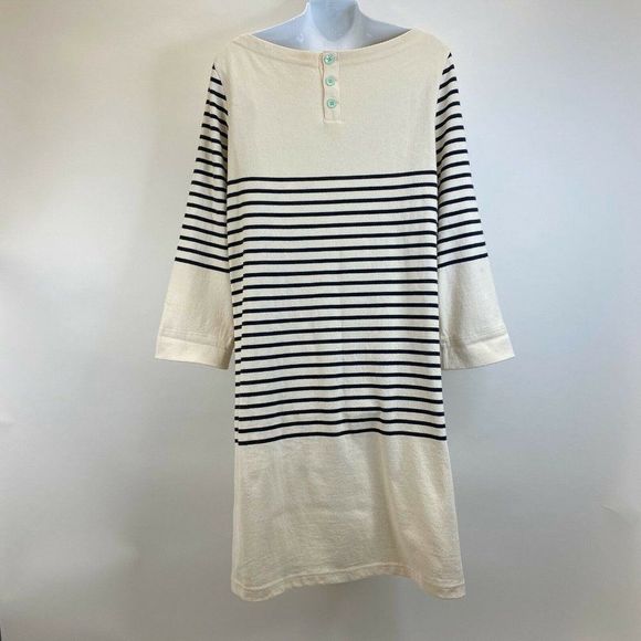 Allihop Black Ivory Stripe Long Sleeve Shift Dress - Picture 3 of 5